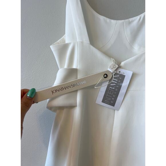 NWT Jonathan Simkhai Belted Crepe Wide Leg Jumpsuit Women's White Size: 0 - Picture 6 of 12